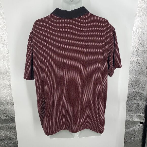 John Henry Polo Shirt Mens 2XL Burgundy Micro Dot Contrast Collar Pocket Knit - Picture 5 of 7